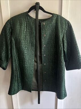 Worth Emerald Green Quilted Short-Sleeve Jacket